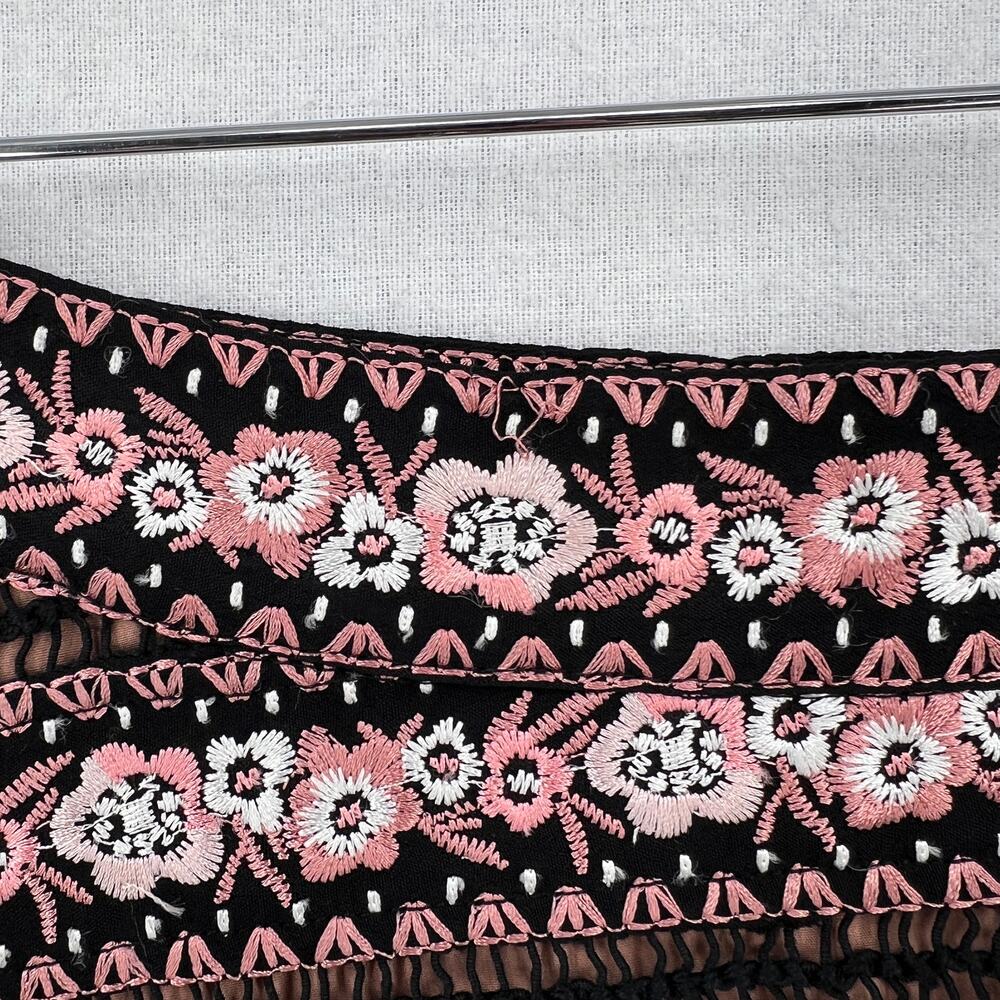 FOR LOVE AND LEMONS Persephone Embroidered Mini Skirt Womens Small Black Pink - Picture 15 of 16